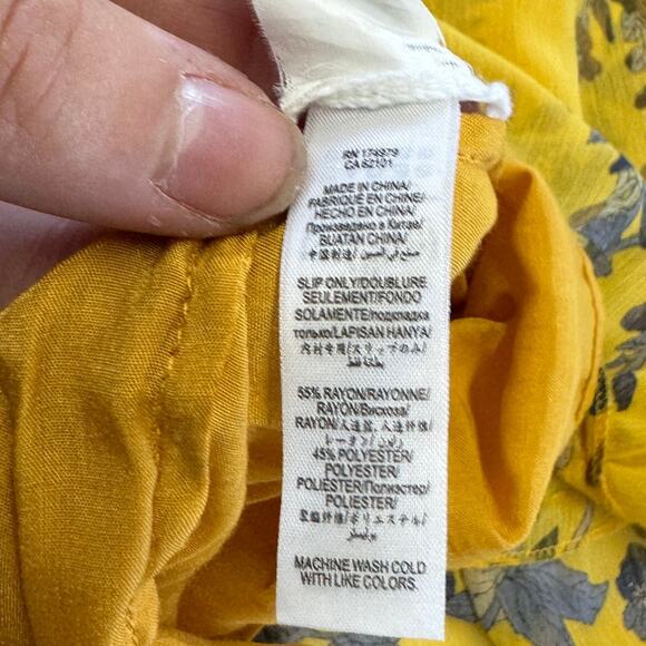 BCBGMaxAzria Dress Womens X Small Marigold Yellow Blue Floral Cold Shoulder Mini - Picture 8 of 12